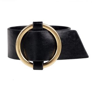 Bracelets de charme Kirykle 2022 Wide Black Leather Multicolor Metal Big Circle Wrap Bracelet Femme JewelryCharm