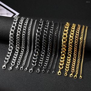 Bracelets de charme KISSWIFE Hommes Bracelet en acier inoxydable 3MM 5MM 7MM 9MM 11MM Bracelet de chaîne à maillons cubains Classique Heavy Male Hippop Punk Jewely