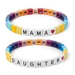 Bedelarmbanden kkbead boho kleurrijke email tegel armband sieraden brief mama daugther femme moederdag cadeau voor moeder sieraden