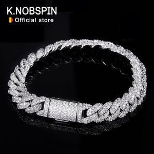 Charm Armbanden KNOBSPIN Alle Cubaanse Hip Hop Armband voor Mannen 6mm 8mm Volledige Diamant met GRA 925 Sterling Zilver Tiener Meisjes Ketting 230313