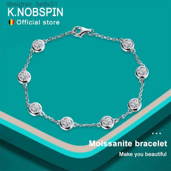 Pulseras con dijes KNOBSPIN D VVS Todo Moissanite Pulsera de tenis 4 mm 2.4ct Laboratorio Diamante Boda Joyería fina 925 Pulseras de astilla esterlina para mujeres L231214