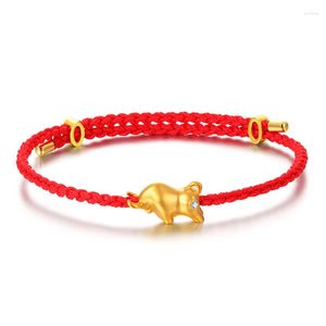 Charm Armbanden Kofsac 2023 Trendy Voor Vrouwen Golden Zodiac Bull Rode Koord Breien Armband Aanpassing Meisje Partij Sieraden Jaar gift