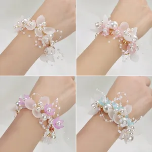 Charm Armbanden Koreaanse Bruid Pols Bloem Mooie Hand Armband Luxe Huwelijkscadeau Bruidsmeisje Zus Groep Lint Accessoires