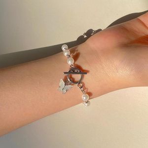 Bedelarmbanden Koreaanse vlinder kristallen armband eenvoudige dubbele laag voor vrouwen dating bruiloft esthetische sieraden accessoires GiftScharm