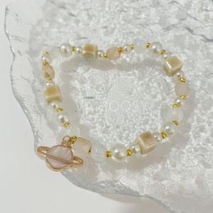 Bracelets porte-bonheur coréen céramique verre jaune clair perlé Bracelet pour femmes cadeaux d'amitié luxe niche exquis été plage vacances