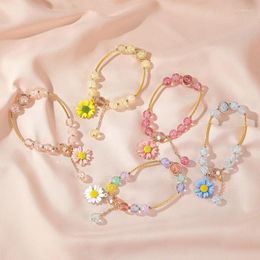 Bracelets de charme de fleur de fleurs coréennes Bracelet Bracelet Bijoux Accessoires Handmade Elastic pour femmes Pulseras Verano 2024