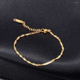 Bracelets Charmet Coreano Diseño de aire frío Cadena de calidad GLOSSY TITANIO Titanium Steel Suminal de oro de 18k para mujeres para mujeres