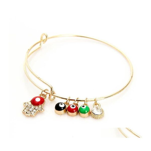 Bracelets de charme coréen bracelet en fil extensible avec main de Fatima rouge noir green mauvais extension pour femmes pour femmes artisanat de mode Dr Otbzn