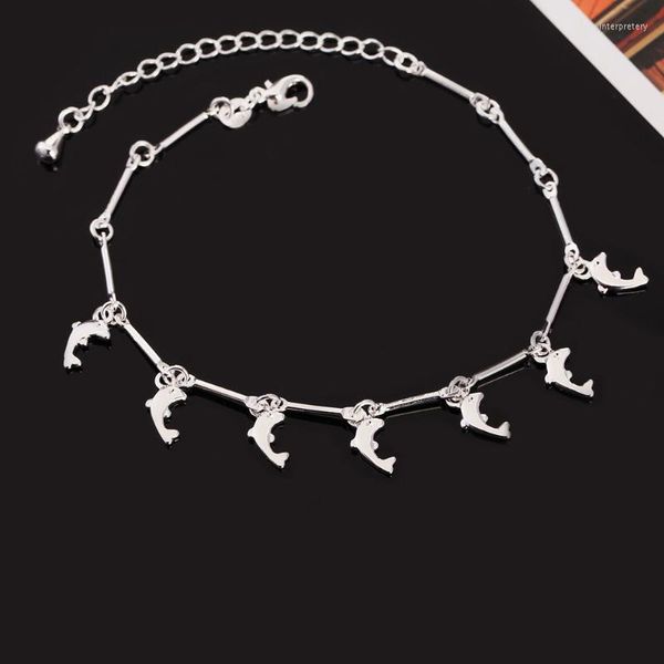 Charm Bracelets Fashion Korean 925 Sello Silver Bonita Romántica Delphin Chain para mujeres Accesorios de boda de la boda