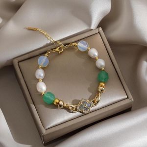 Bracelets de charme mode coréenne pierre naturelle perle bijoux bracelet pour femmes en acier inoxydable accessoires de luxe cadeau