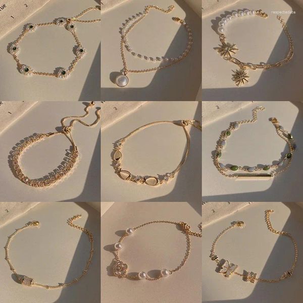 Bracelets de charme coréen rétro perle pour filles haut de gamme Niche Simple titane acier Bracelet Couple main bijoux en gros fille