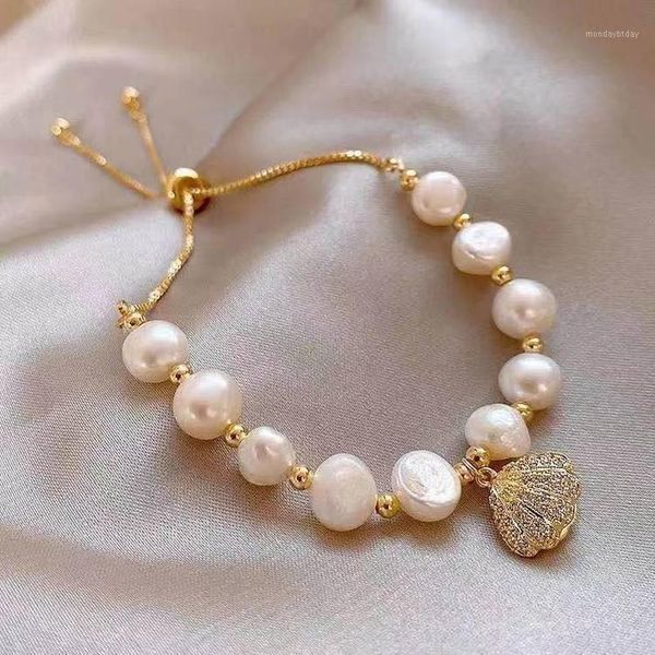 Bracelets porte-bonheur coréen - vente de bijoux de mode haut de gamme perles d'opale naturelle perlée incrustée de Zircon coquille perle Bracelet femme