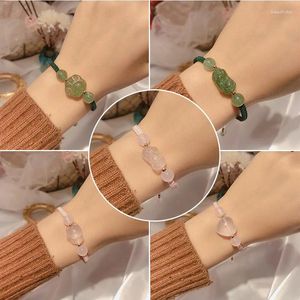 Bracelets de charme Style coréen pur et simple PI Xiu corde bracelet pour femmes vert fraise cristal tissé à la main rouge bijoux cadeau