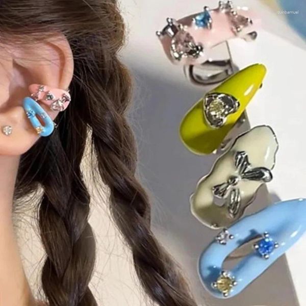 Bracelets de charme Style coréen Clip sur boucles d'oreilles pour femmes non percé pour les femmes mode Dopamine émail coloré os d'oreille