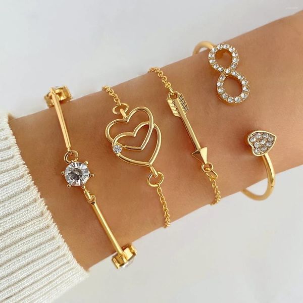 Bracelets de charme coeur à la mode coréen 8 Forme d'ouverture Bangles Charmes Cupid's Arrow Double Love Set Couples Bijoux Cadeaux