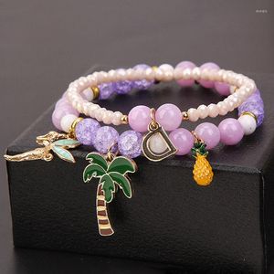 Bracelets à charme Version coréenne du bracelet Femme Sweet Coconut Tree Panas étudiant pour femmes sœurs Cadeau de style vacances frais