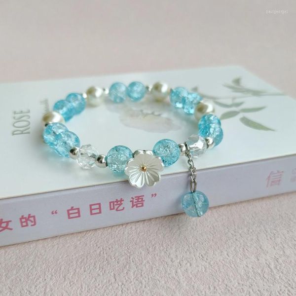 Bracelets porte-bonheur Version coréenne de la fille Bracelet Belle Explosive Crystal Floret String à la main pour les femmes Net Ornements rouges présents