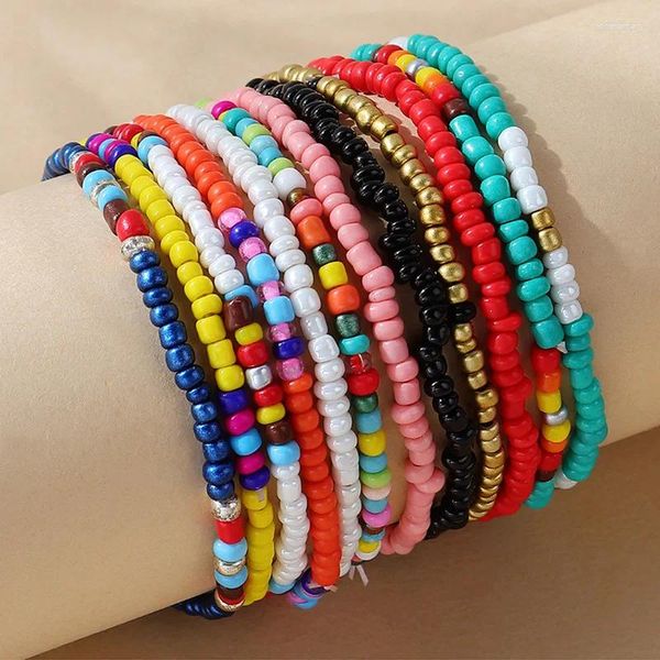 Bracelets Charm Kymyad (12pcs /set) Resina Beads de arroz para mujeres boho joyas étnicas