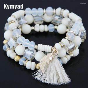 Bracelets de charme kymyad bracele pour femmes bohème ethnique multicouche élastique bijoux turcs bijoux turcs pulseras
