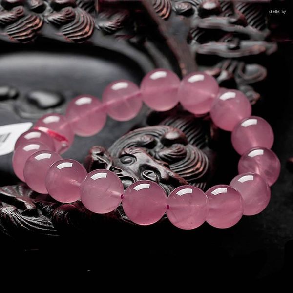 Bracelets porte-bonheur KYSZDL cristal rose naturel 10 MM-12 MM Bracelet boule mode dames Furong pierre bijoux cadeaux