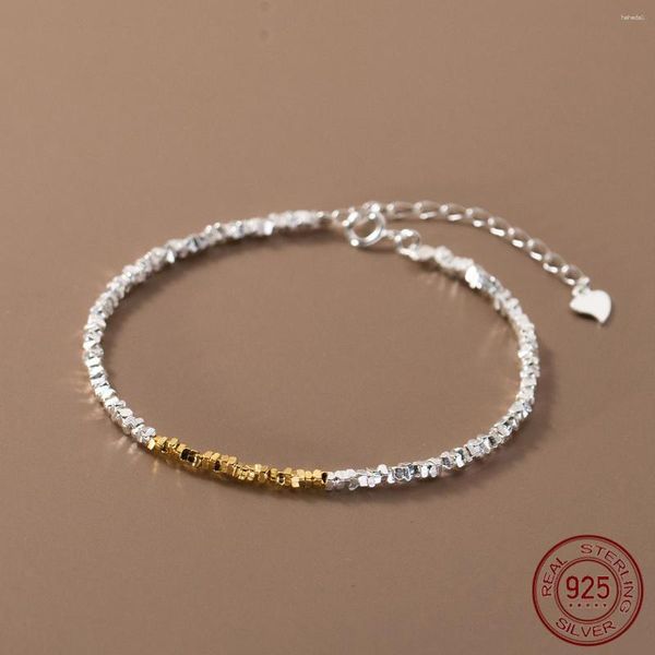 Pulseras de encanto La Monada 15 4.5 cm Cuenta irregular simple para mujeres Plata 925 Diseño de oro Pulsera de mujer esterlina