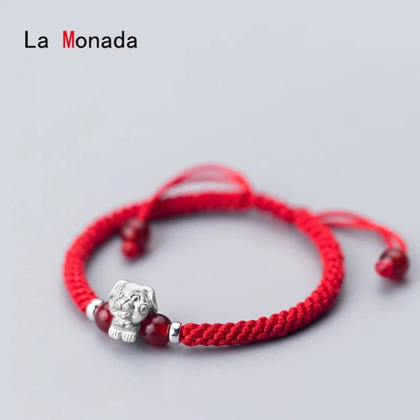 Bracelets de charme La Monada S 999 pur argent Sterling zodiaque chinois corde rouge femmes fil pour ligne de main chaîne 231215