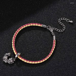 Bracelets porte-bonheur bijoux pour femmes Bracelet en cuir tressé Animal danseur bouddha Statue Fruit pendentif longueur réglable FR0535