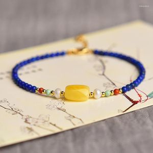 Bracelets porte-bonheur Lapis Lazuli perles de pierre perlées pour femmes filles bijoux fins accessoires cadeaux charme Inte22