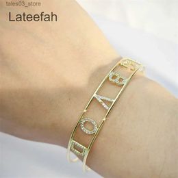 Charme Bracelets Lateefah luxe charme cristal creux doré Bracelet personnalisé 8mm lettres Zircon nom Bracelet femmes cadeau personnalité bijoux Q231025