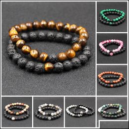 Bracelets de charme Bracelets de perles en pierre naturelle de lave meilleur ami 2 pièces/ensemble couples classiques distance charme amoureux couple perle B Yydhhome Dhyiw