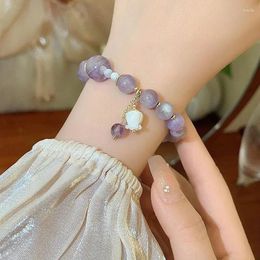 Bedelarmbanden Lavendel Paars Kristallen Armband Met Lila Kwastje En Bellflower Kraal Voor Vrouwen Prachtige Handornament Vriend Luxe Cadeau