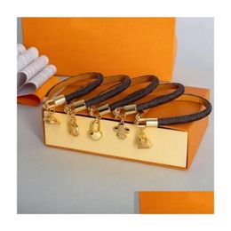 Bracelets bracelets en cuir bracelet metal verrouillage mode classique de bijoux de bijoux marron marron pour hommes et femmes amateurs de drop livraison dhwqx