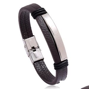 Charm Armbanden Lederen Armbanden Polsband Bangle Manchet Blanco Glazuur Roestvrij Stalen Gesp Armband Voor Vrouwen Mannen Mode-sieraden Wi Dh8Su