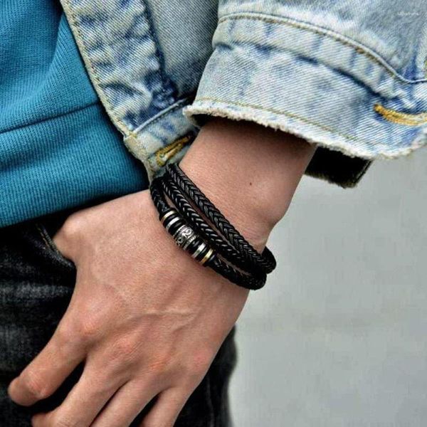 Pulseras con dijes Cuero trenzado 