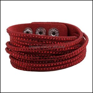 Bracelets porte-bonheur cuir strass Wrap Mtilayer cristal Bangl Yydhhome livraison directe 2021 bijoux Yydhhome Dhpyi