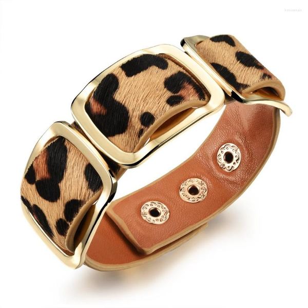 Bracelets porte-bonheur cuir femme bracelets européen américain noir/Orange/léopard imprimé couleur femmes bijoux cadeau PH1004