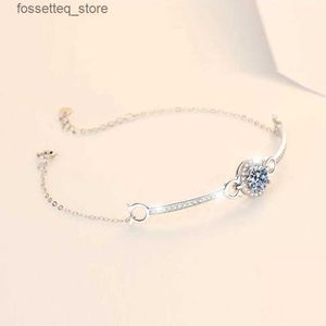 Charm Armbanden LESF 1 Moissan Diamant Vrouwen 925 Sterling Zilveren Ronde Witte Edelsteen Populaire Sieraden L240319