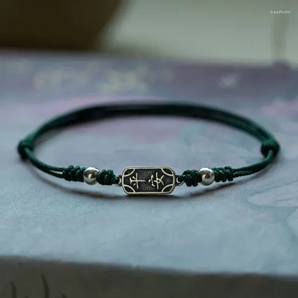 Bracelets de charme Bracelet de lettre pour femmes hommes adolescents garçons filles corde tissée tressée à la main réglable chaîne verte bijoux cadeaux