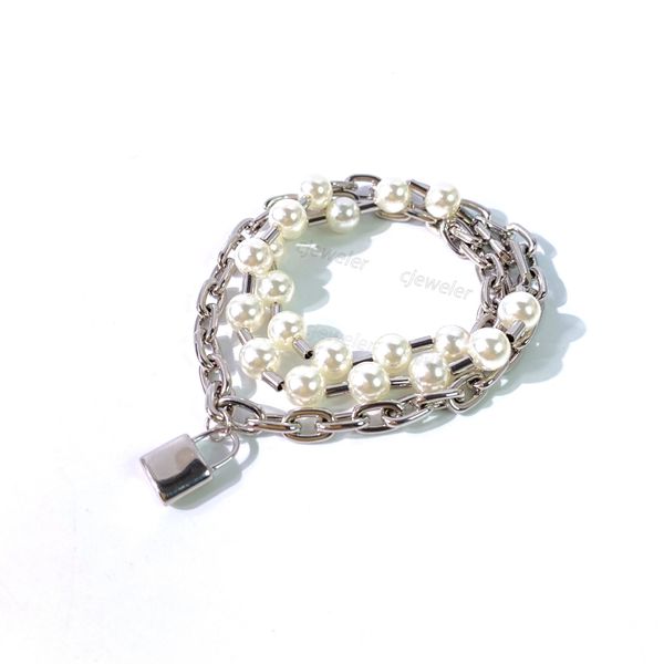 Bracelets de charme lettre T iff gros 925silver bracelets de luxe de créateur chaîne de perles épaisse serrure multicouche avec trois boucles bracelet bijoux cjewelers