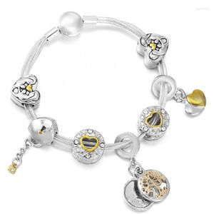 Bracelets porte-bonheur vie de l'arbre serrure à clé pendentif Bracelet pour femmes avec des perles d'amour creuses bracelets comme amant petite amie bijoux cadeau
