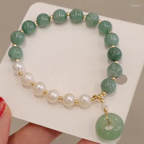 Bracelets de charme Lumière Luxe Élégant Perle Bijoux Pour Femmes Jade Perlé Bracelet Ping Un Fermoir Pendentif Pur Naturel