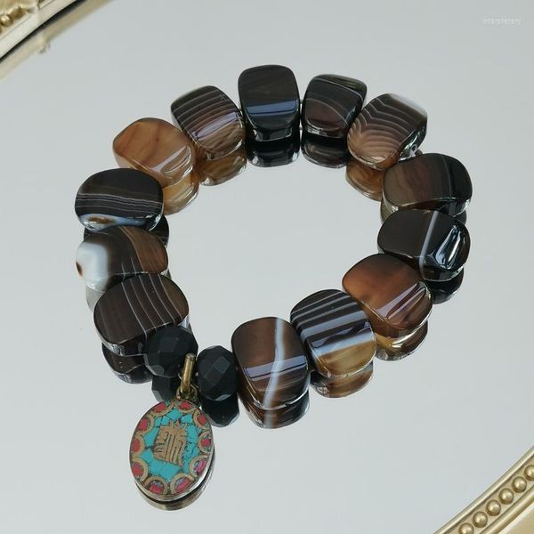 Bracelets porte-bonheur Lii Ji Marron Bracelet Turquoise Corail Cuivre 21-22cm Mala For Good LuckCharm Inte22
