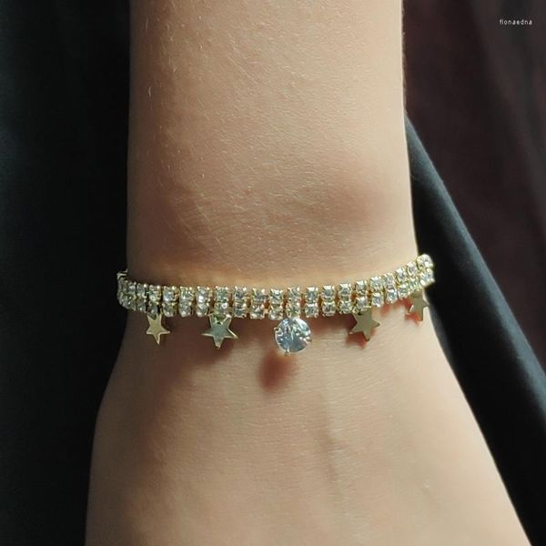 Bracelets De Charme Limeng Bijoux Mode Européenne Et Américaine Discothèque Brillant Métal Zircon Bracelet Sexy Diamant Étoile Cadeau Pour Les Femmes