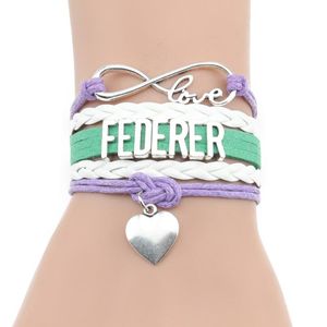 Bracelets de charme Little MingLou Infinity Love Federer Bracelet Coeur En Cuir Wrap Hommes Bracelets Pour Femmes Bijoux Cadeau