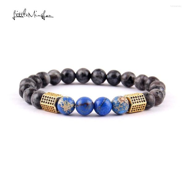 Bracelets porte-bonheur petit MingLou luxe hommes pierre naturelle perle Bracelet CZ colonne bracelets pour femmes bijoux Souvenirs cadeau