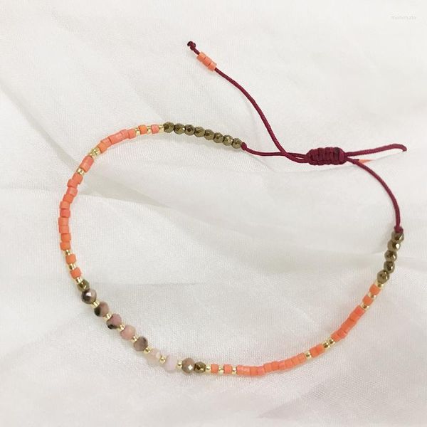 Bracelets porte-bonheur corail vivant Bracelet en pierre naturelle pour les femmes à la main verre cristal corde chaîne bijoux Miyuki perles Pulseras en gros