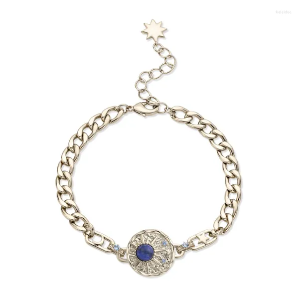 Charm Bracelets LONDANY Pulsera Lapis Lazuli Grabado Cobre Plateado Café Oro Joyería de moda europea y americana