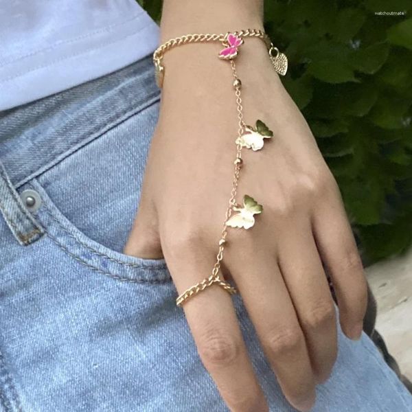 Bracelets Charm Lady Lady Creative Fashion Butterfly Chain Brailet for Women La misma pareja de estilo que conecta el anillo de la joyería al por mayor