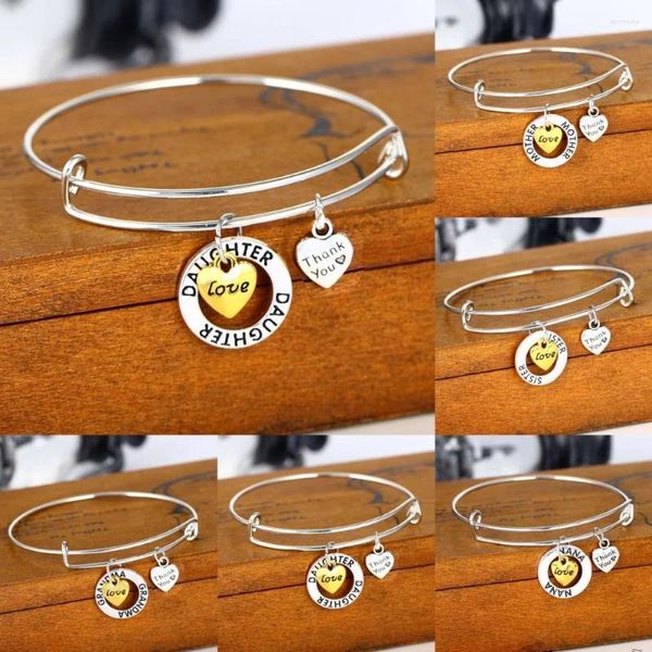 Pulseras con dijes Amor Corazón Brazalete Madre Padre Abuela Hija Colgante Pulsera Gracias Familia Mujeres Hombres Mujer Regalos masculinos