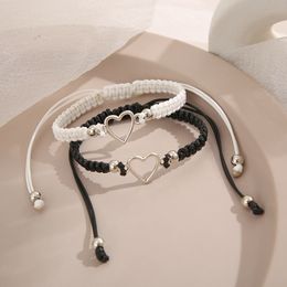 Bedelarmbanden houden van hart paar armband voor geliefde vrouwen mannen handgemaakt verstelbare touw vrienden relatie matching sieraden cadeau 230411